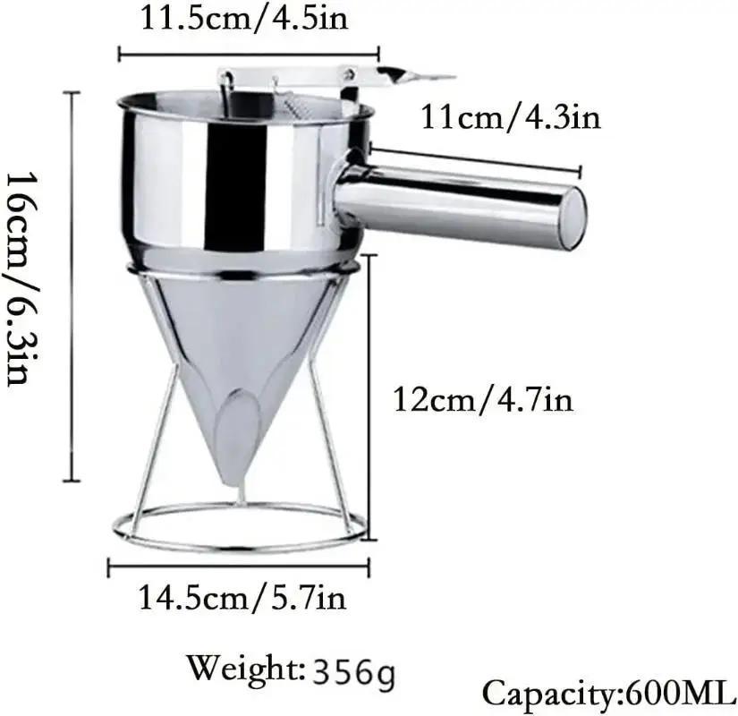 Pancake Batter Dispenser Multi-Caliber Stainless Steel Funnel Dispenser with Stand Cupcakes Baking Maker Tools Kitchen Accessori