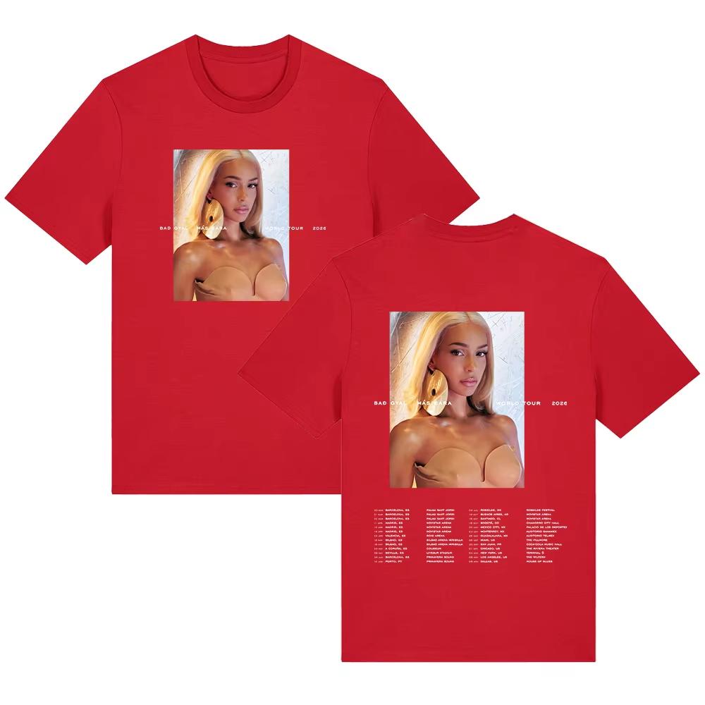 BAD GYAL MAS CARA World Tour 2026 T Shirts High Quality Cotton Short Sleeve Women Men Fashion Trendy Tee Y2K