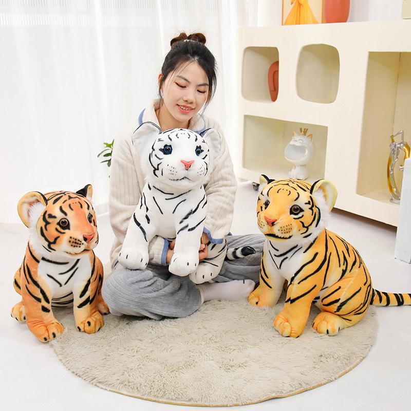 Cute Simulation Yellow Tiger Doll Plush Toy Siberian Tiger Doll Children's Company Soothing Doll