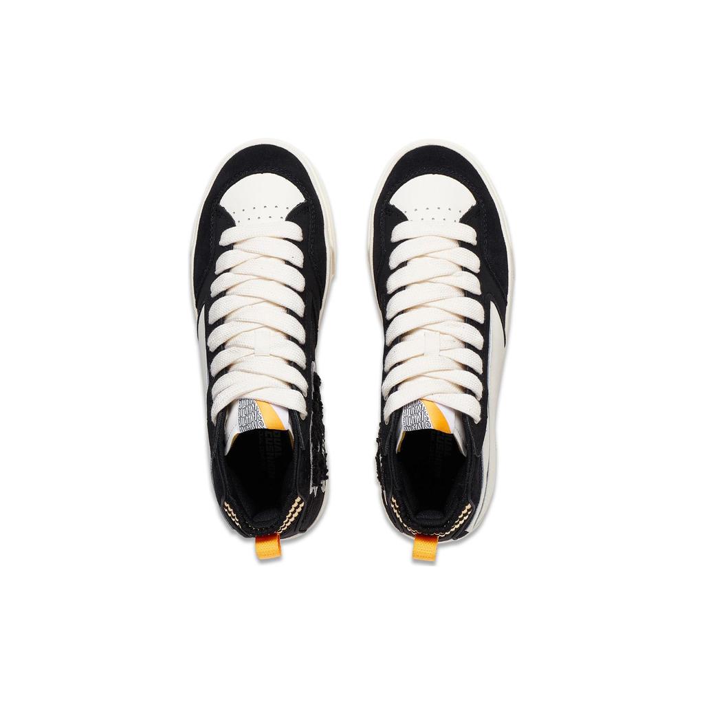 New LiNing Wave 180 VNTG Slip Resistant Mid Top Skateboard Shoes Men's Black Beige White AECT051-4