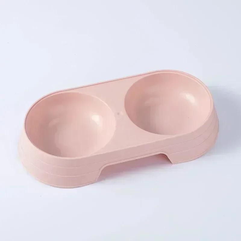 Pet Double Bowl Dogs and Cats Feed In Double Bowls Macaron Plastic Feeding Bowl Pet Supplies Cat Accessories Cat Products Cat Fo