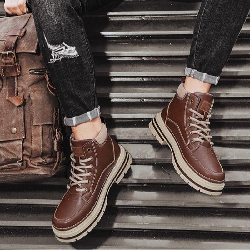 Fashion 2025 Autumn British Retro High Top Thick Soled Casual Short Boots for Men Fashion Trend Versatile Comfortable Chunky Ankle Boots