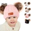 Kids Beanie Fall Winter Knitted Hat with 2 Pompom for Boys Girls 1-4 Years Old Warm Beanie Toddler Hat for Outdoor Activities