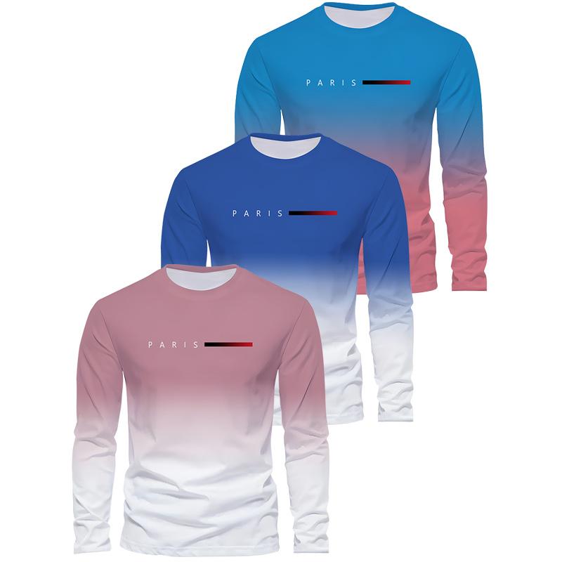 Autumn Men's Long Sleeved T-shirt Letter Print T Shirt Three-piece Set T-shirt Clothes T Shirt for Man Fashion Tshirt