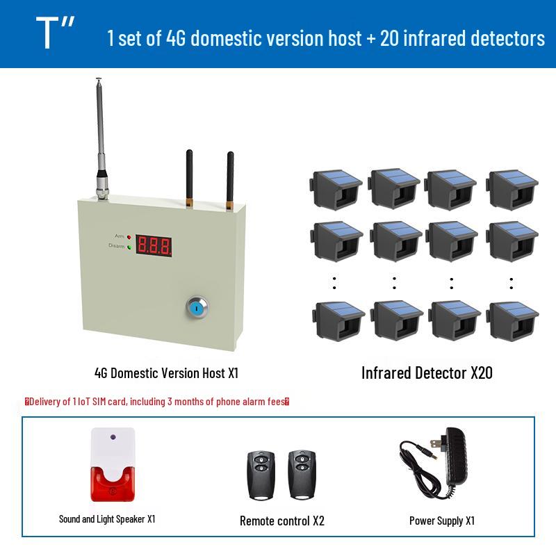 Black Iron Solar Wireless Anti-Theft Infrared Security Alarm for Fish Ponds and Orchards