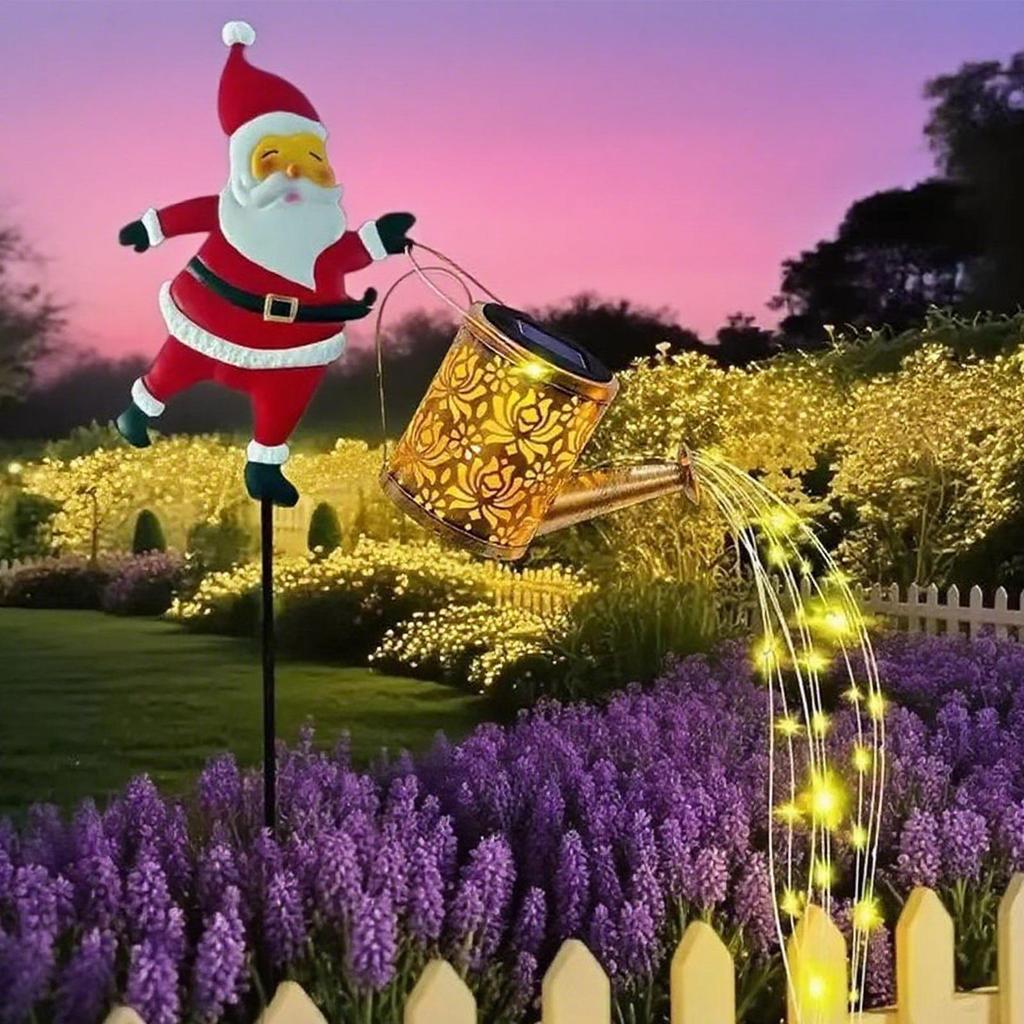 Solar Kettle Lights Outdoor LED Waterproof Vintage Lamp Christmas Watering Can Light Holiday Party Garden Pathway Walkway Decor