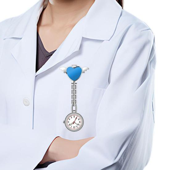 Nurse Quartz Watch Clip-on Doctor Watch Heart And Wings Design Watch for Chest Pocket Nurses Doctors Medical Professionals