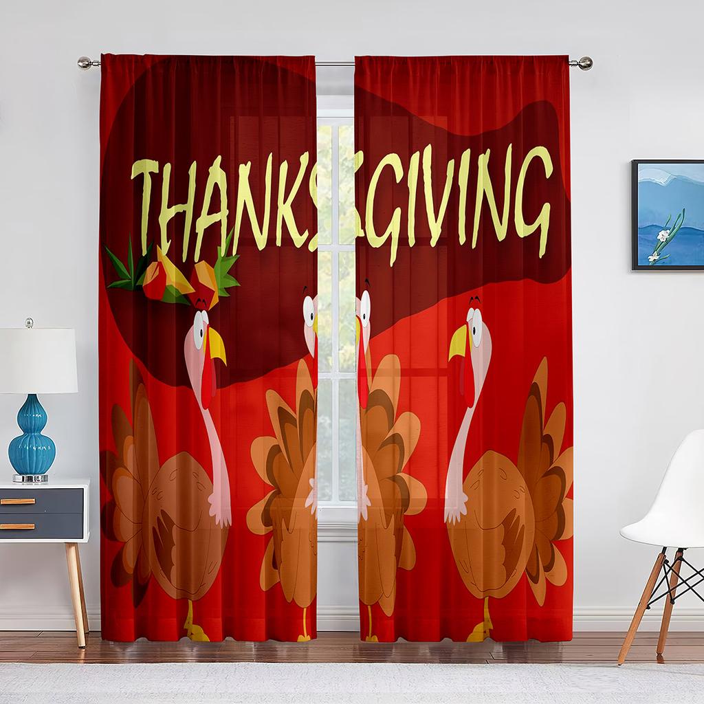 Święto Dziękczynienia Rustykalne Jesienne Drewniane Tło Przezroczysty Zasłona do Salonu Holu Ściana Dekoracja Domowe Okno Nadruk Tiulowe Zasłony
