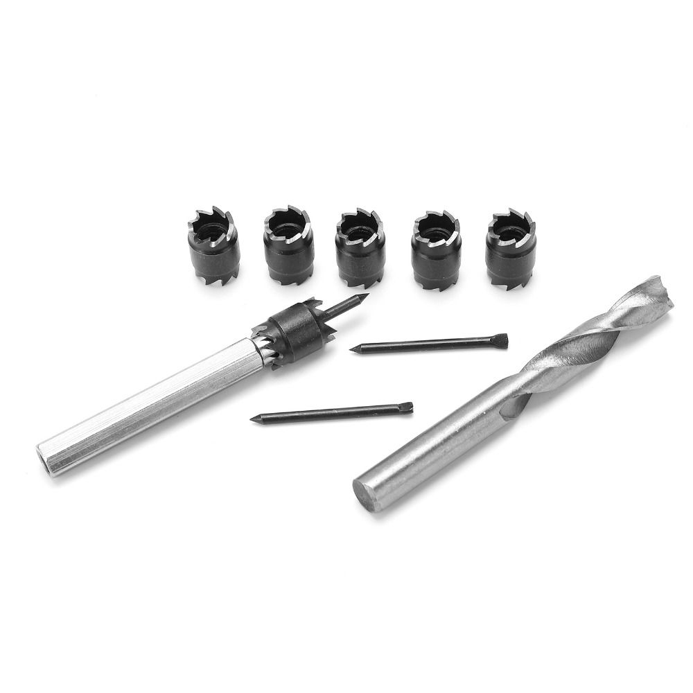 10Pcs 3/8" and 5/16" Sizes Spot Weld Cutter Set High Speed Steel (HSS) Hex Shank Spot Weld Removal Tool for Power Drill