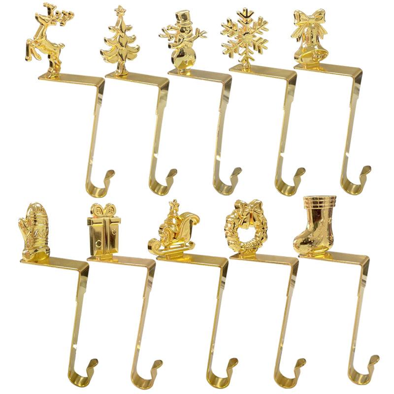 1Pcs Christmas Pendant Snowflake Elk Snowman Tree Shaped Metal Hook For Fireplace Door Cabinet Xmas Party Navidad New Year Decor