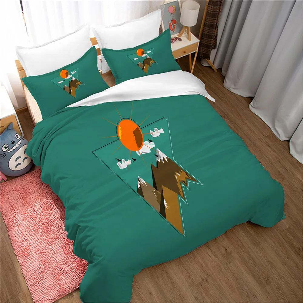 Mountain Duvet Cover Set Forest and Bright Moonlight Elk Landscape Mountain Bedding Set King Size Soft Polyester Comforter Cover