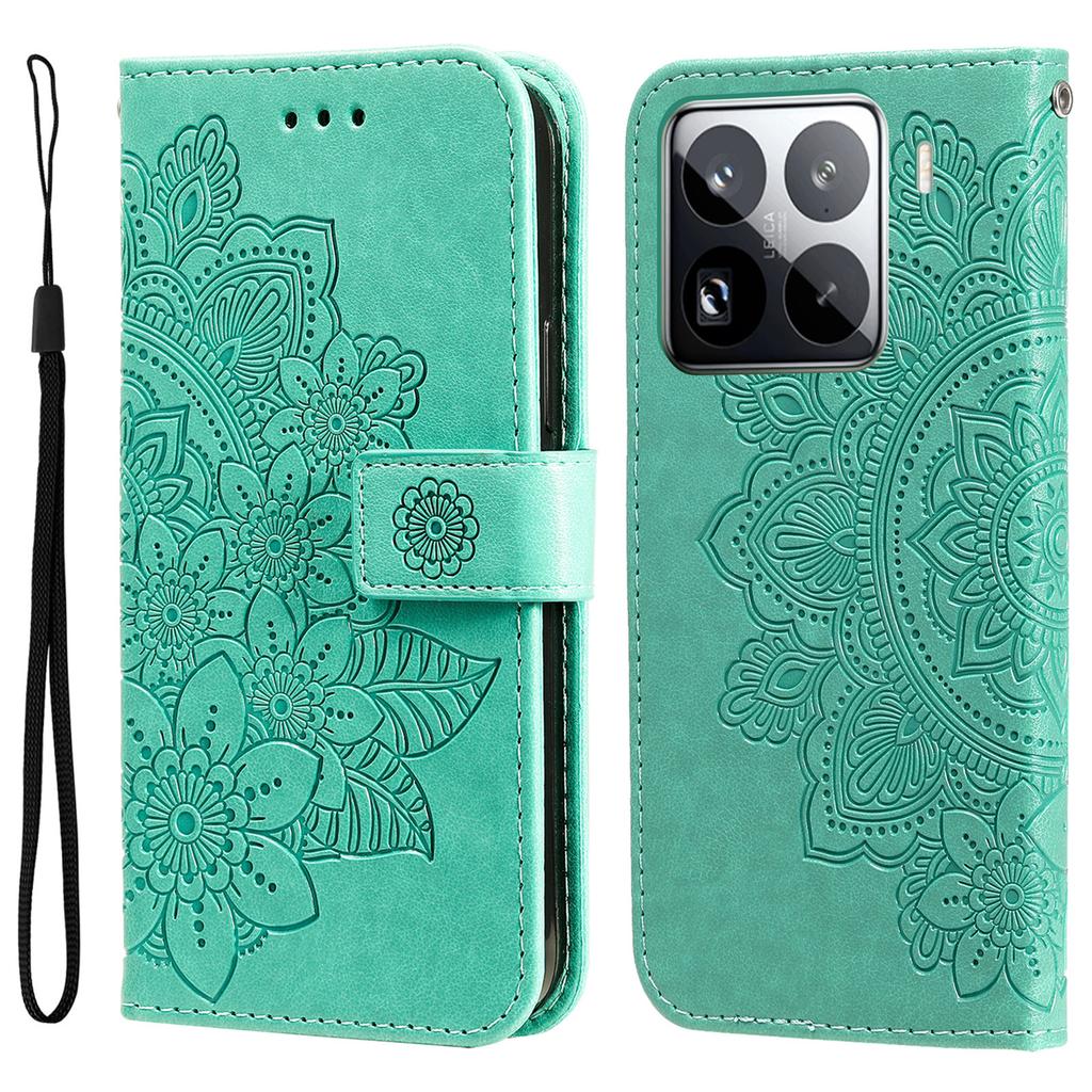 Für Xiaomi 15 Pro Hülle Blumenmuster PU Leder Brieftasche Ständer Handyhülle