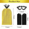 3PCS Costume Accessories Adult Yellow Beanie Knit Hats Steampunk Goggles Glasses Black Gloves Halloween Cosplay Party