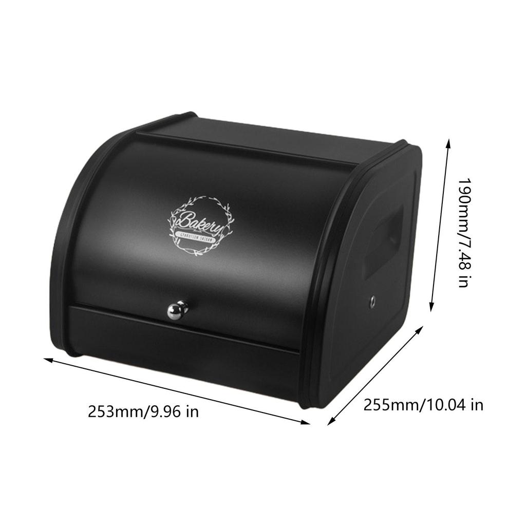 Bread Bin with Roll Lid Metal Bread Box for Kitchen Counter,Bread Storage Holder,Large Capacity,for Cookies Baked Goods