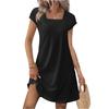 Summer Dresses For Women Loose Square Neck Cap Sleeve Casual Beach Vacation Tshirt Dress Sundresses With Pockets