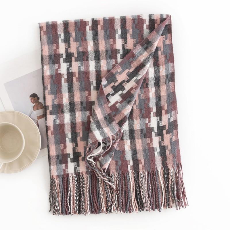 New British Style Imitation Cashmere Tassel Scarf for Girls High End Cold Proof and Warm Scarf