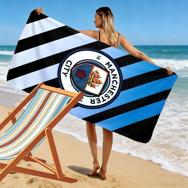 Manchester City Team Print Beach Towel, Large Soft Quick Dry Towel for Beach Camping Swimming