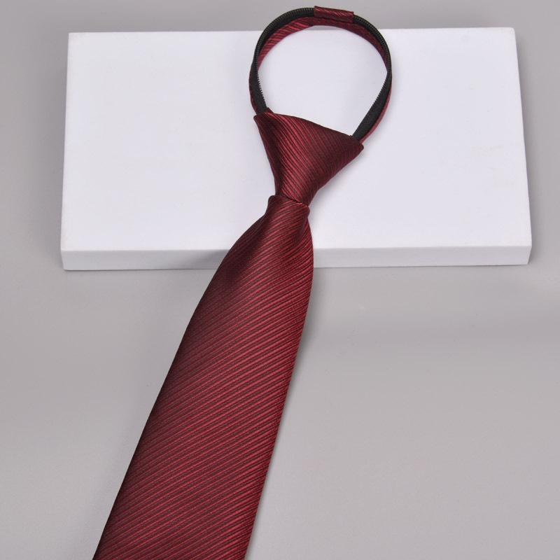 Krawatte Herren Reißverschluss Knotenfrei Klassisch Blau Schwarz Burgunder Einfarbig Gestreift Anzug Kleid Kragen