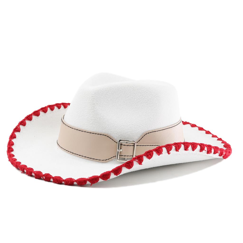 Popular European and American classic retro western cowboy hats, men's and women's fashion high-end peach heart top hats
