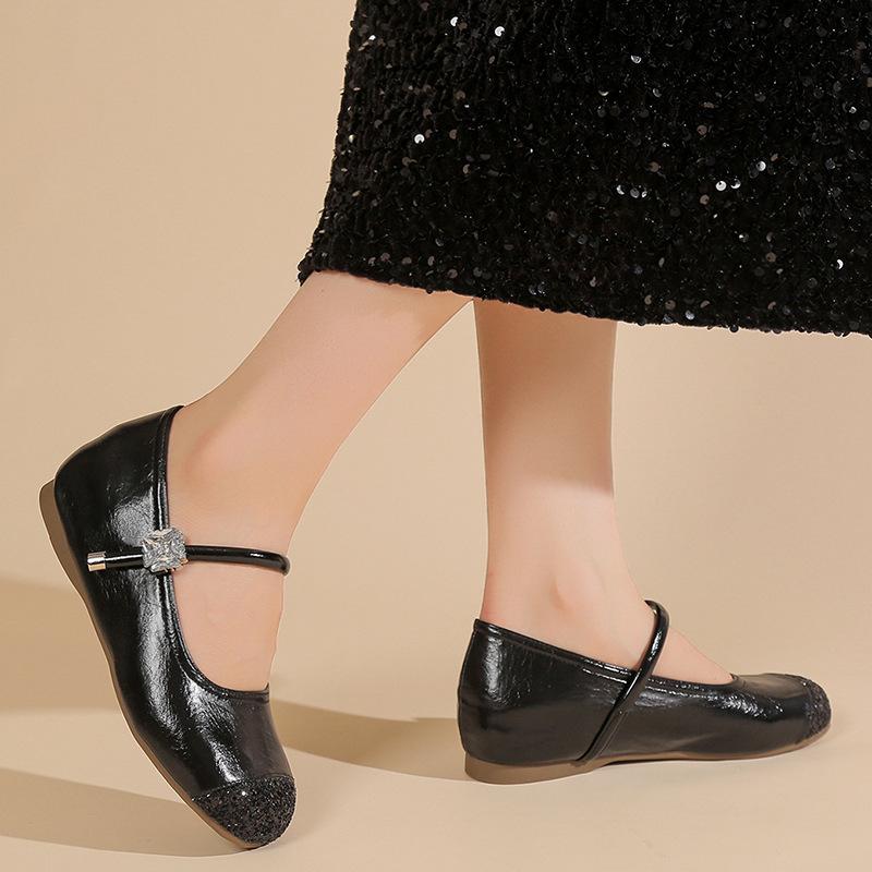 Inner height-increasing women's shoes 2025 new summer skirt silver single shoes Mary Jane small leather shoes small beanie shoes