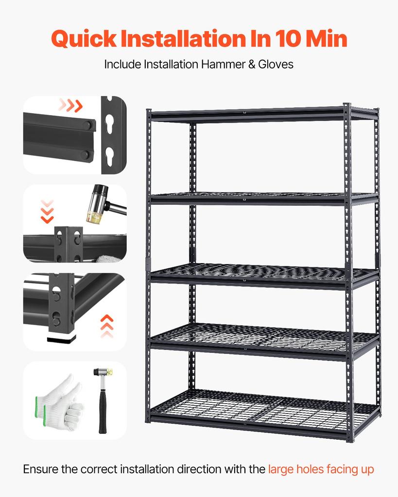 VEVOR Storage Shelves, 3000 Lbs, 5 Tier Heavy Duty Garage Shelving