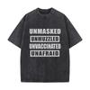 Déclaration Démasquée Texte Audacieux T-shirt d'Été Homme Coton T-shirts Lavés Vintage