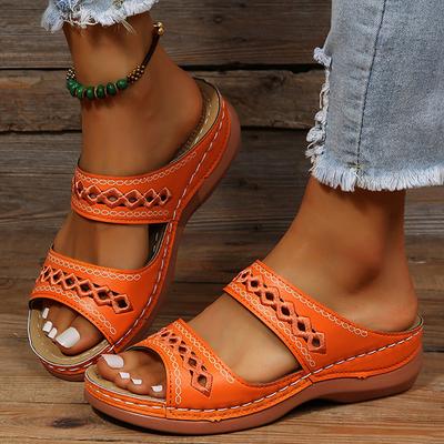 Women Sandals Summer Open Toe Slippers Flat Slope Heel Flip Flops Lady Fashion Luxury Casual Beach Round Toe Plus Size Casual Shoes