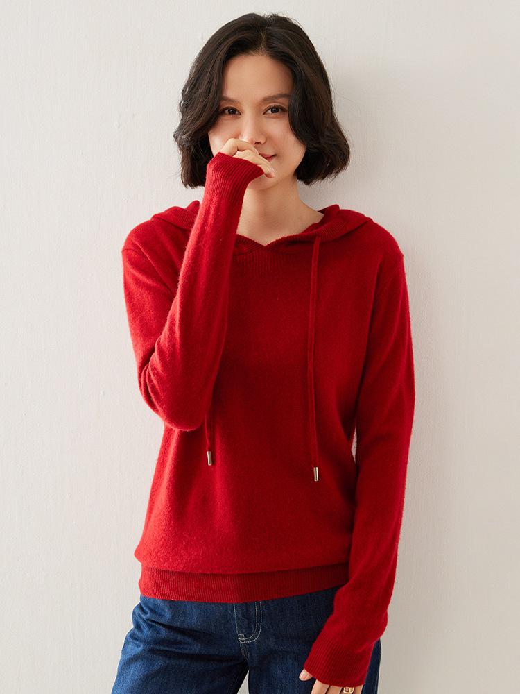 Women's Hooded Cashmere Sweater: Loose Knitwear Top for Autumn/Winter