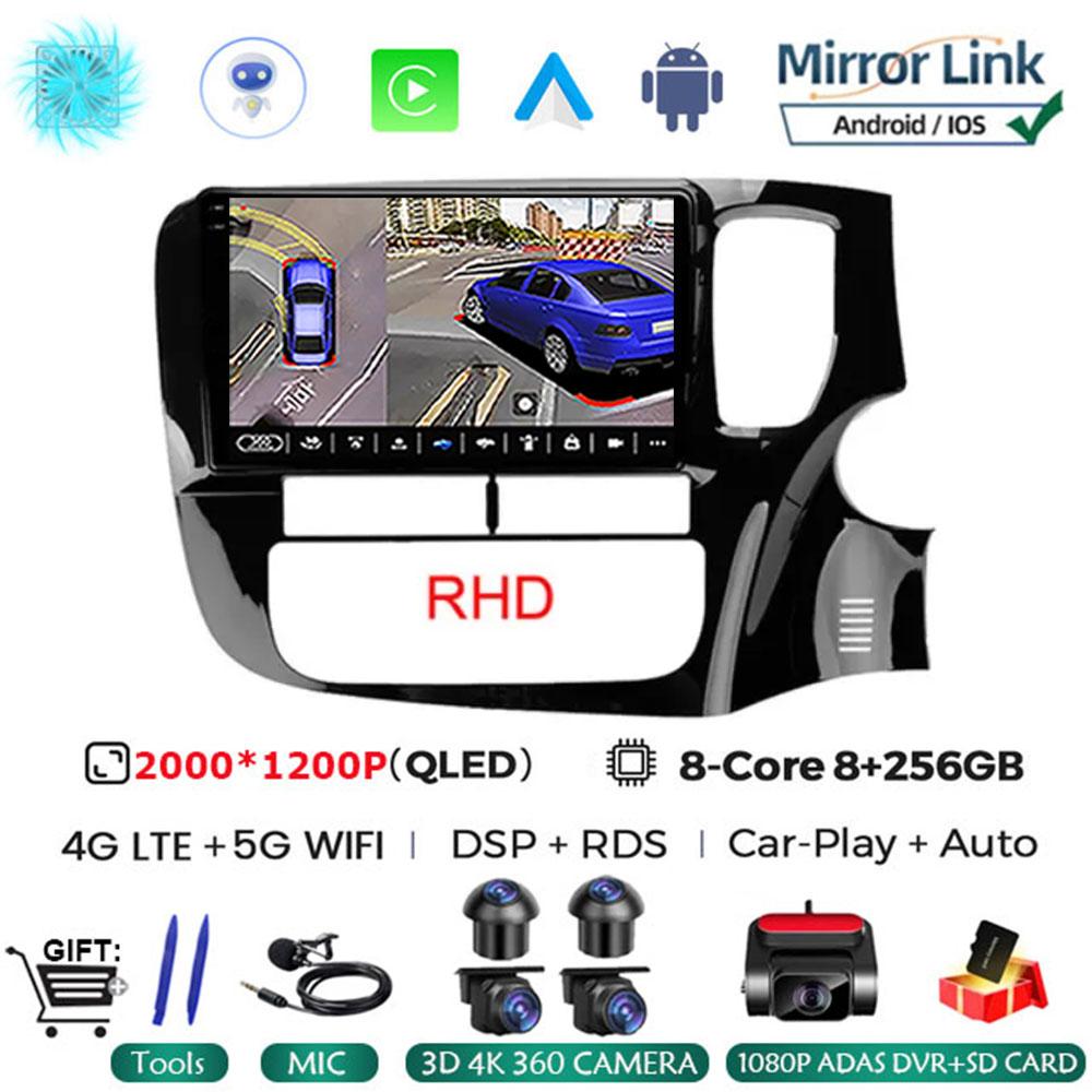 9 Inch Android 14 For Mitsubishi Outlander 3 GF0W GG0W RHD 2012 - 2018 Car Radio Autoradio Navigation GPS ADAS SWC Multimedia 4G