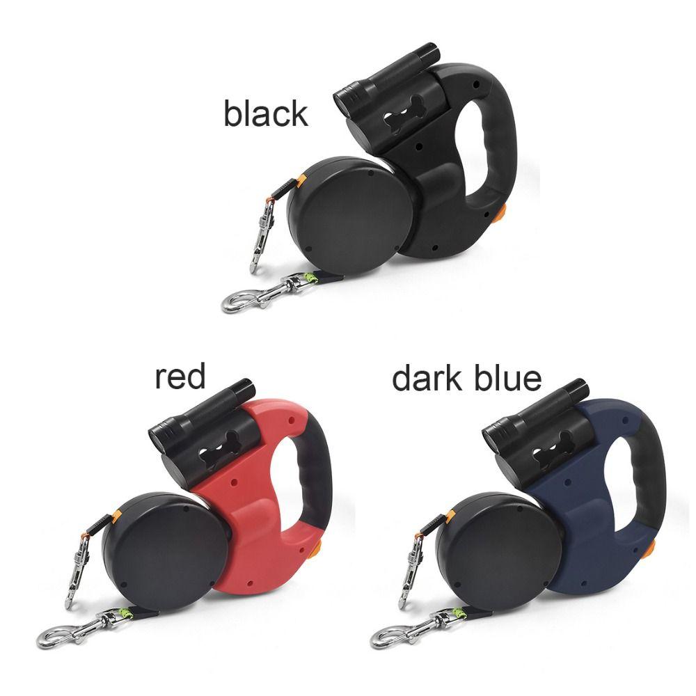 With Lights Dual Retractable Rotation Rope Reflective Dogs Auto Retractable Belt Walking