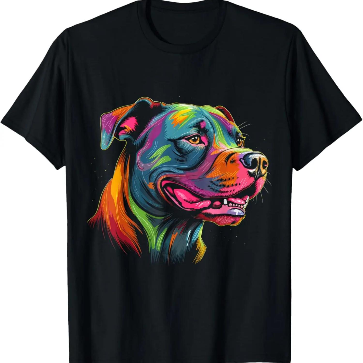 Pit Bull Mom Dog Lover Colorful Artistic Pitbull Owner Women T-Shirt S