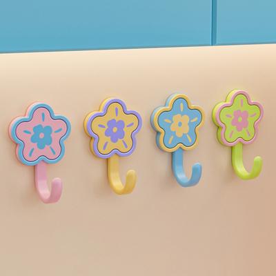 4PCS Wall Hook, Self-adhesive Flower Hook, Strong Load Bearing Drill-Free Installation, Decorative Hook for Bags Keys Towels