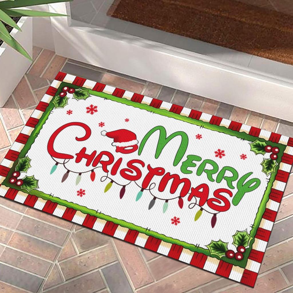 Merry Christmas Doormat Welcome Front Door Mats Vintage Rustic Yard Carpet Doormat Non Slip Home Decorate Indoor Outdoor Decor