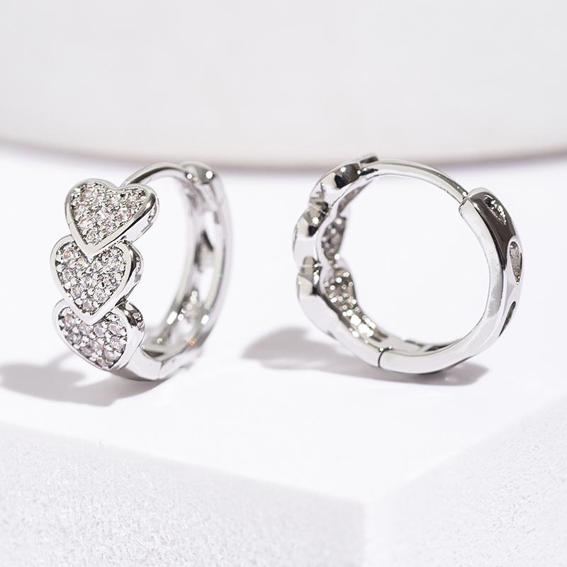 Stainless Steel Zircon Heart Earrings For Women Trending Gold Color Plated Hoop Earrings Jewelry Gifts