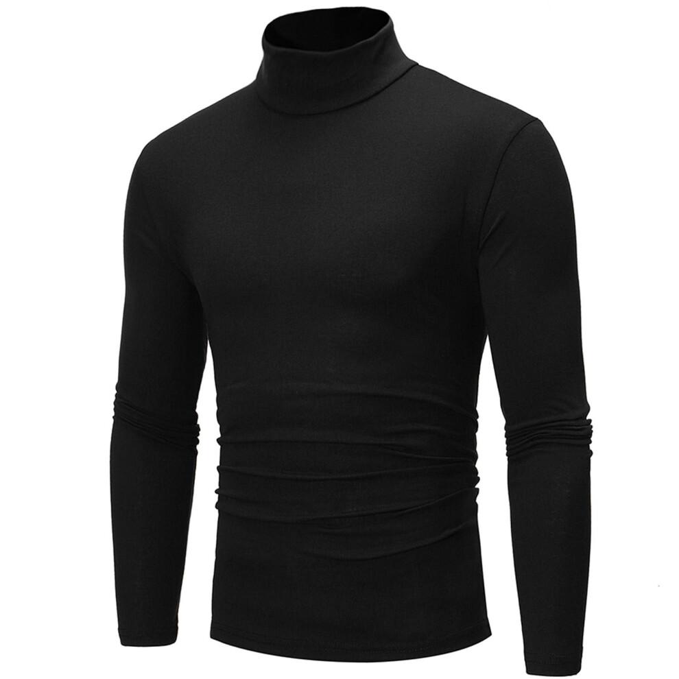 (black, XL) Men Turtleneck Long Sleeve Shirts Solid Undershirt Lightweight Base Layers Thermal Underwear Sweater Pullover Tops 2025