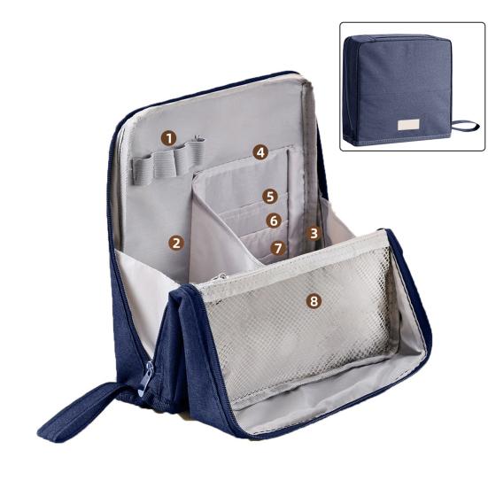 Oxford Cloth Standing Makeup Bag Multi-purpose Makeup Pouch with Compartments Waterproof Toiletry Bag Travel Cosmetic Organizer for Makeup Brushes