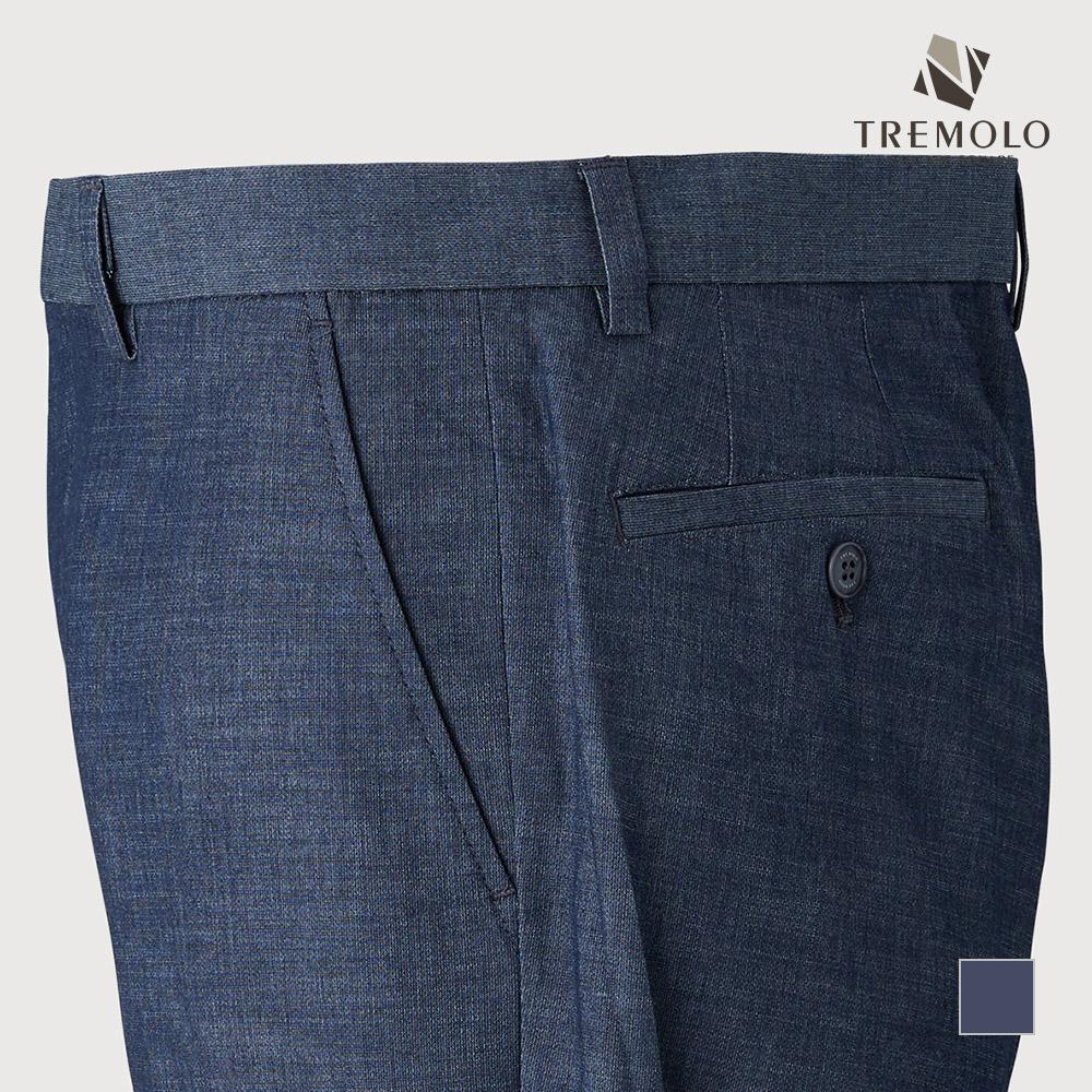 TREMOLO G Blue Simple Poly Rayon Washed Pants_Trndaxs1266
