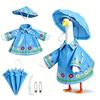 1 Set Porch Goose Outfit Waterproof Goose Raincoat Hat And Umbrella Summer Goose Floral Costume Fits 23 Inch Lawn Goose Statue Outdoor Decor Garden