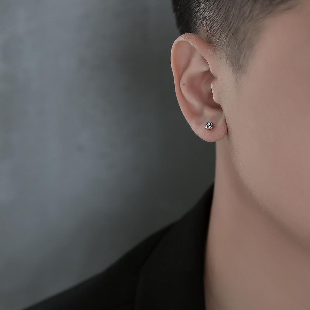 Men's Stud Earrings Are High-end, Ruffian and Handsome, Trendy Men's Simple Small Earrings, Simple New Trendy Black Diamond Earrings, Women's
