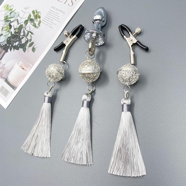 Tassel Palace: Wearable Nipple Clamps with Charms - Erotic SM Accessories for Women