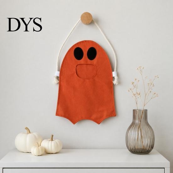 Multipurpose Toy Storage Bag Halloween Ghost Candy for Kids, Cute Fabric Treat or Trick Bucket Tote with Handle, Spooky Snack Goodie Bags Party