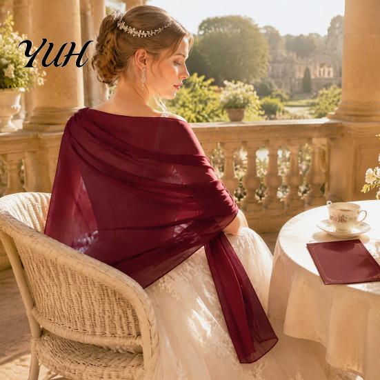 Fashionable Shawl for Dinner Party Women's Shawls And Wraps Evening Dress, Solid Color Chiffon Shawl, Soft Elegant Accessory Cheongsam Bridal
