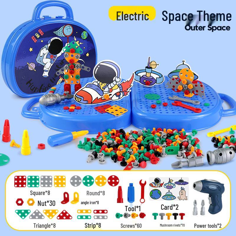 Assembly Toolbox for Kids: Electric Drill & Screwdriver Set with Disassemblable Screws