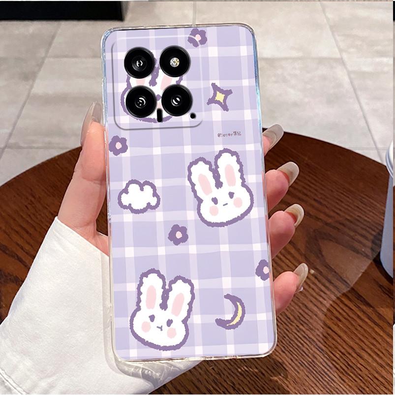 For Xiaomi Mi 14 / 14 Pro Clear Case Luxury Cute Love Rabbit Funny Ultra Slim TPU Silicone Soft Back Cover For Mi14 14Pro Casing