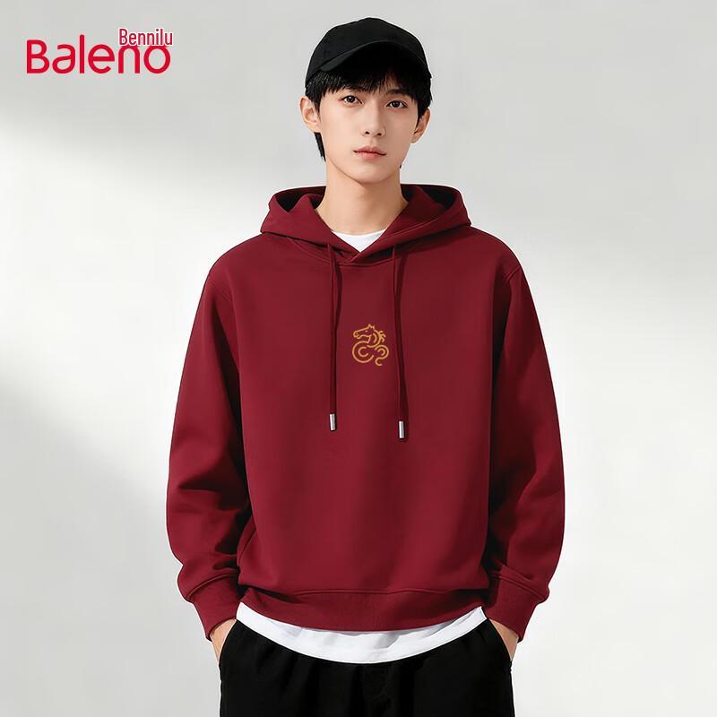Baleno Men's Loose-Fit Hooded Sweatshirt with Horse Print