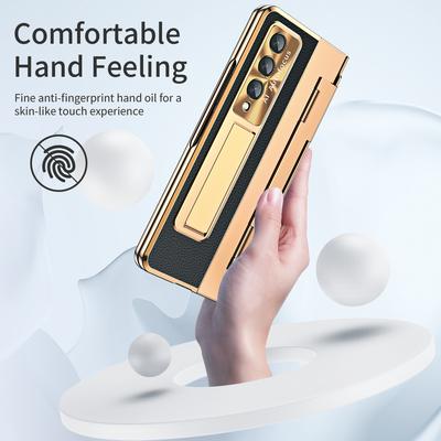 Zfold3 Fold4 Full Body Protection Leather Case For Samsung Galaxy Z Fold4 Fold 4 Fold3 Fold 3 Front Glass Film Kickstand Cover
