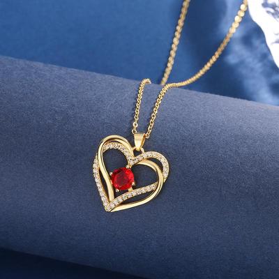 Eternal Heart Necklace with Twelve Birthstone Pendant - Women's Clavicle Chain Christmas Gift