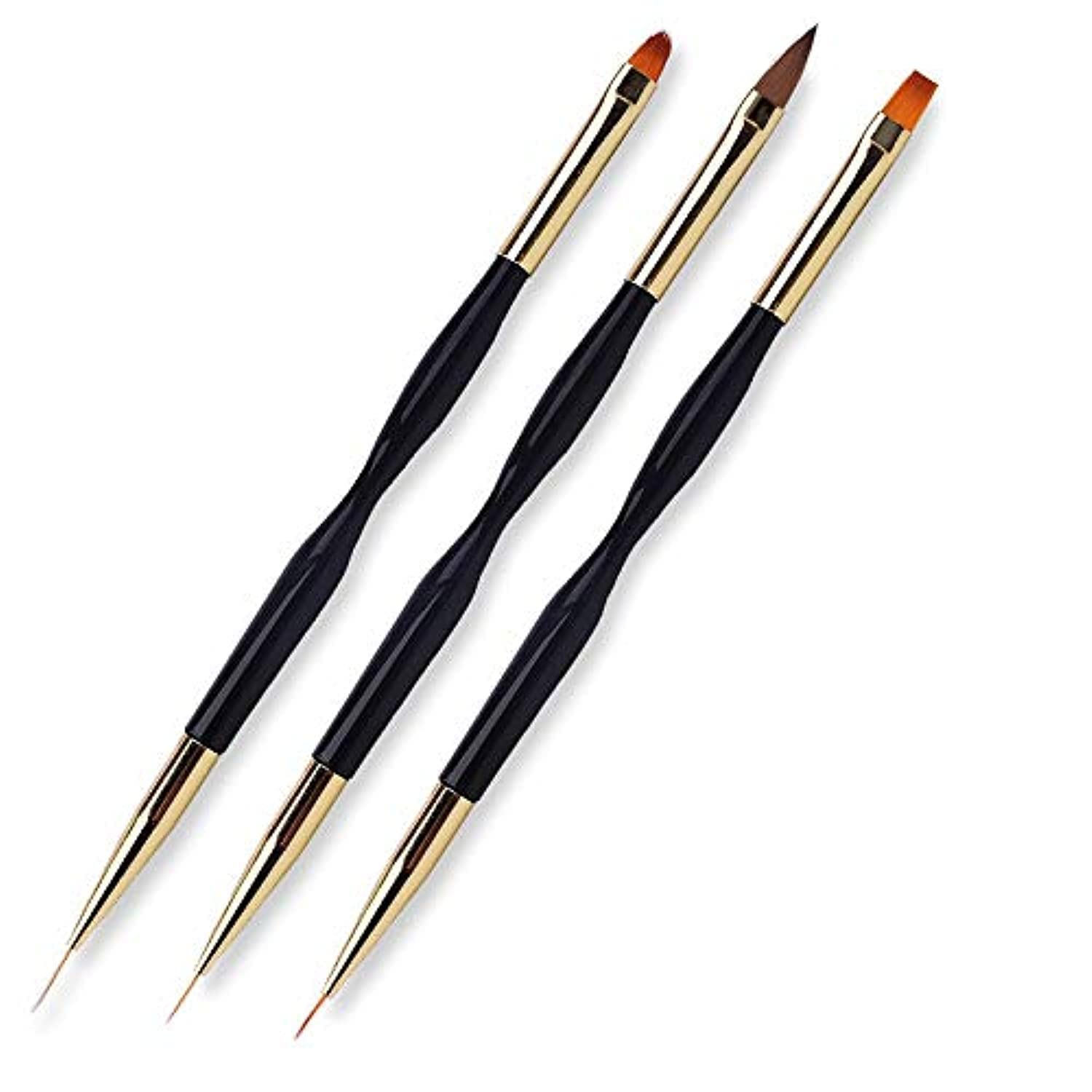 

LINMANDA Nail Art Brushes 3Pcs Nail Brush Set with Gel Polish Pens and Liner Brush for Home and Professional Salon Use чорний