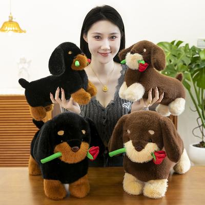 Cute Rose Sausage Puppy Girls Office Nap Pillow Cute Plush Toy Doll