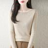 Women S Long Sleeve One Neck Knit Sweater Slim Fit Solid Color Base Layer